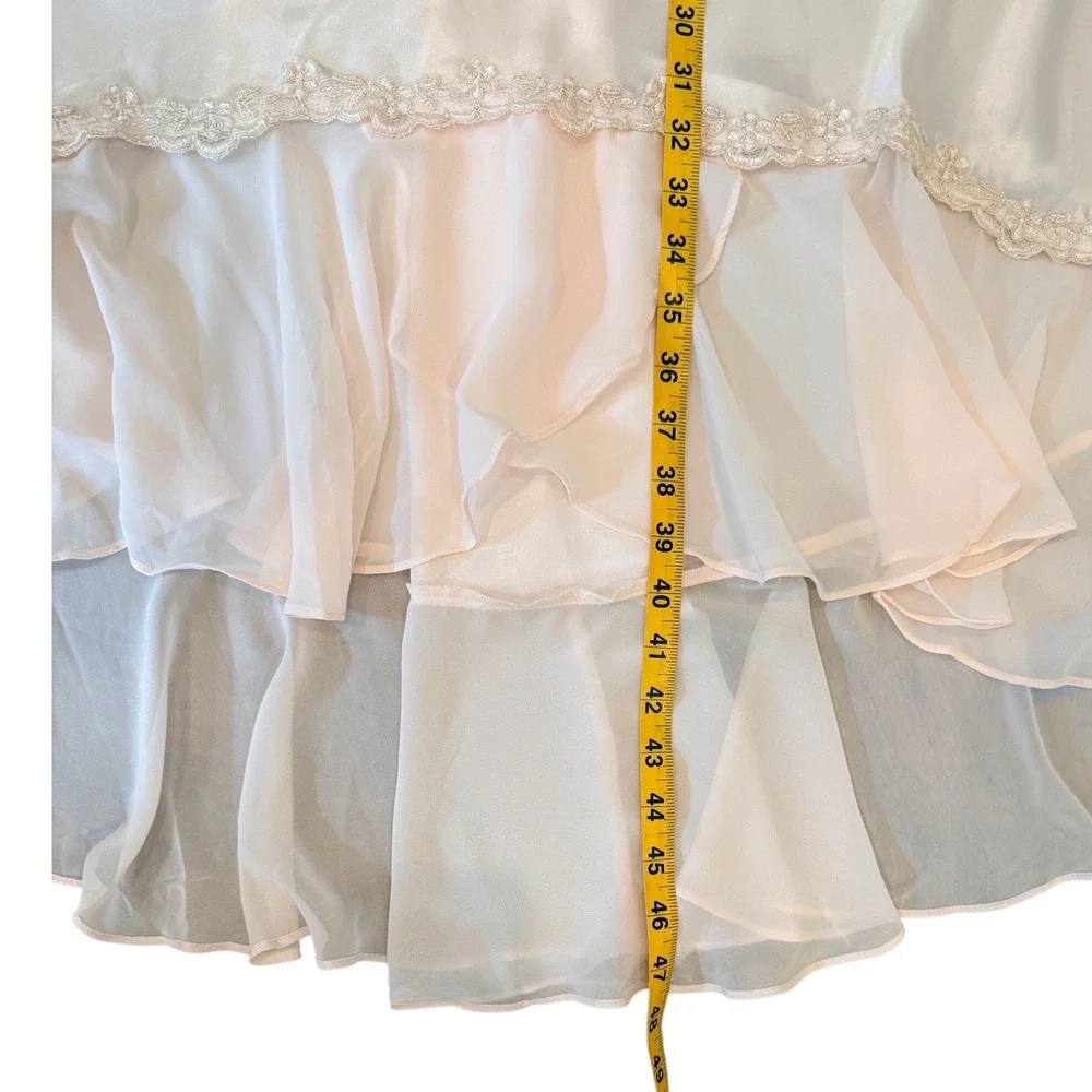 Dentelle Tina Pink Satin Lace Pearl Nightgown Plus 3X Bridal Romantic Chemise